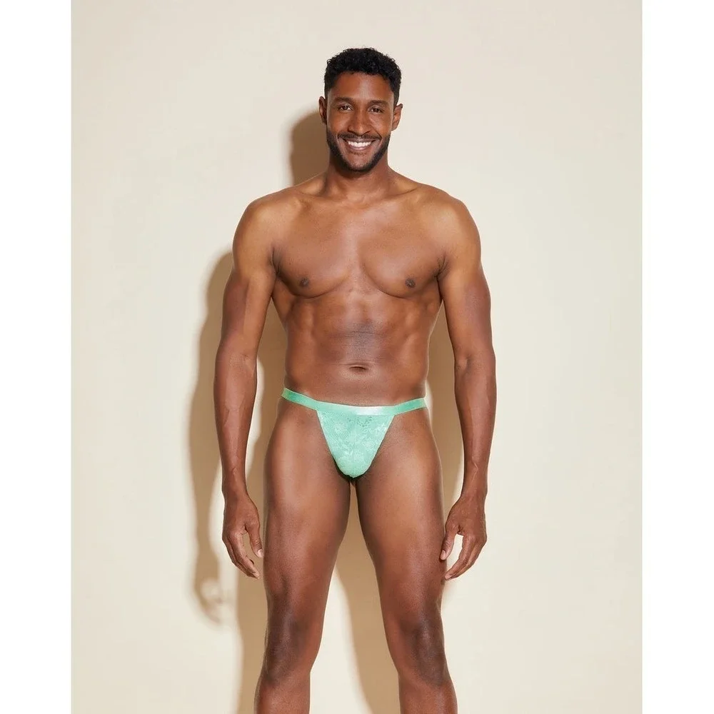 Cosabella Never Say Never Luxury Lace Italian Thong Green Small